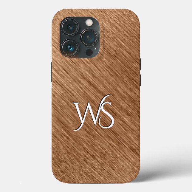 Mit Monogramm gebürstetes Kupfer Case-Mate iPhone Hülle (Rückseite)