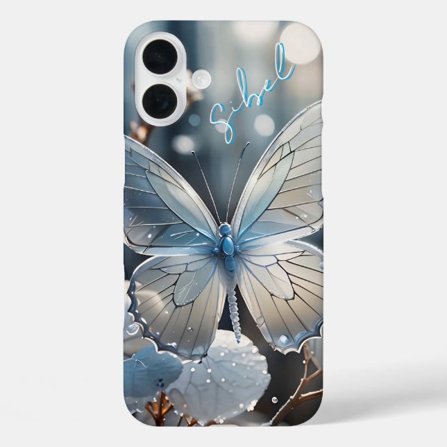 Mit Monogramm Gehäuse mit weißem Schmetterling - i Case-Mate iPhone Hülle (Rückseite)