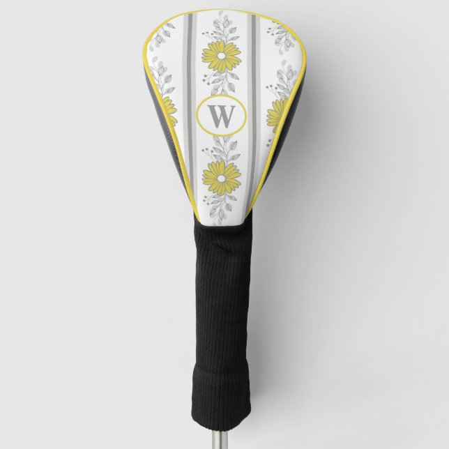 Mit Monogramm Gelb und Grau Golf Headcover (Vorderseite)