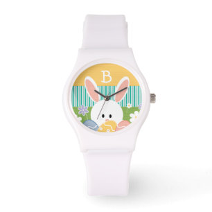 Mit Monogramm gelber Osterhase Armbanduhr
