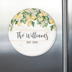 Mit Monogramm Gelbes Zitronenbaum Weißes Holz Magnet
