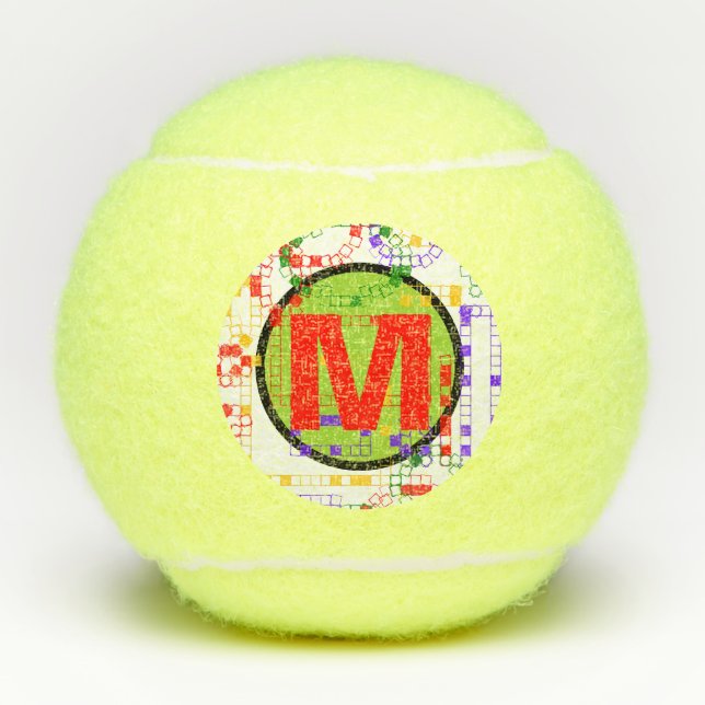 Mit Monogramm geometrische Blöcke Penn-Tennisballs Tennisbälle (Vorderseite)