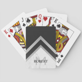 Mit Monogramm geometrischer Zickzack schwarzer Sil Spielkarten