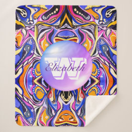 Mit Monogramm Geometrisches Artdeco Vivid Muster Sherpadecke