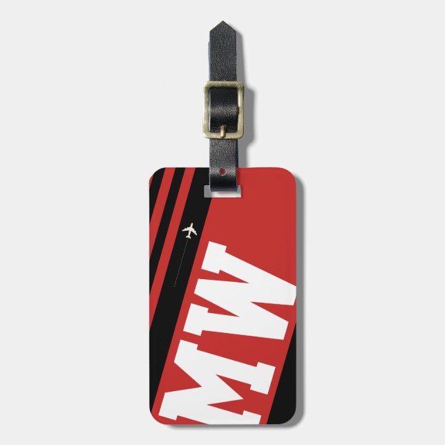 mit Monogramm Gepäckanhänger (Vorderseite vertikal)