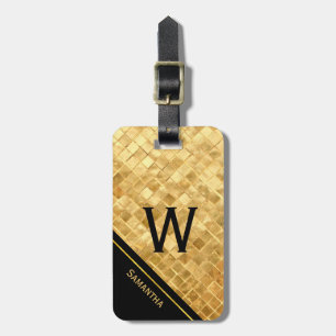 Mit Monogramm Gepäckmarke für Schwarz und Gold Gepäckanhänger