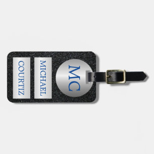 Mit Monogramm Gepäckmarke in Silber und Schwarz Gepäckanhänger