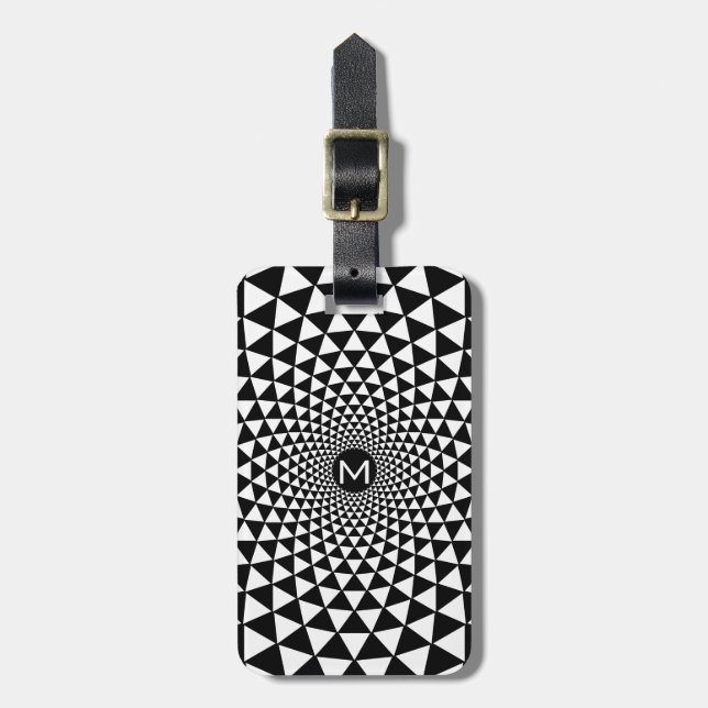 Mit Monogramm Gepäckmarke Mind Warp BW Gepäckanhänger (Vorderseite vertikal)