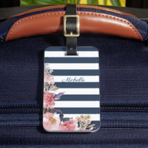 Mit Monogramm Gepäckmarke mit blauem und weißem St