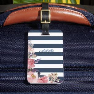 Mit Monogramm Gepäckmarke mit blauem und weißem St Gepäckanhänger