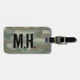 mit Monogramm Gepäckmarke | Pixel-Tarnung Gepäckanhänger