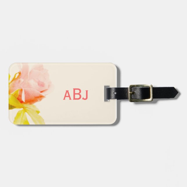 Mit Monogramm Gepäckmarke Rosa Gepäckanhänger (Vorderseite horizontal)