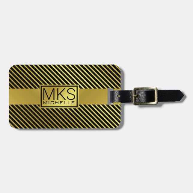 Mit Monogramm Gepäcktag für Golden Lines Gepäckanhänger (Vorderseite horizontal)