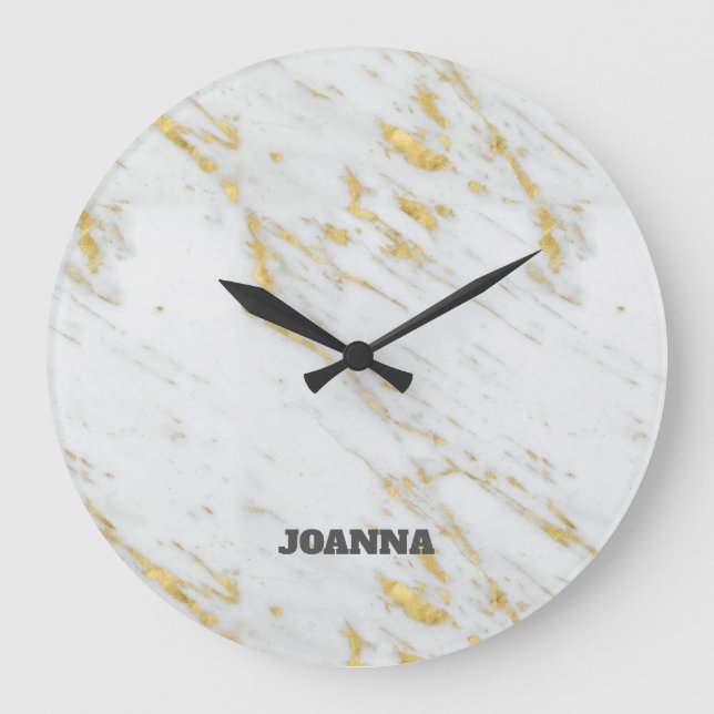 mit Monogramm Gepunkteter Glitzer Große Wanduhr (Vorderseite)