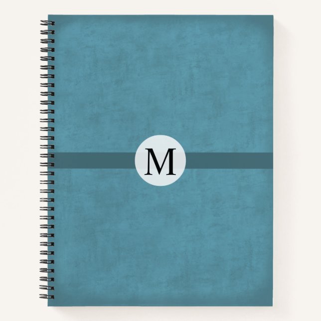 mit Monogramm Geschenk für ihn bedrückte blaue Mas Notizbuch (Vorderseite)