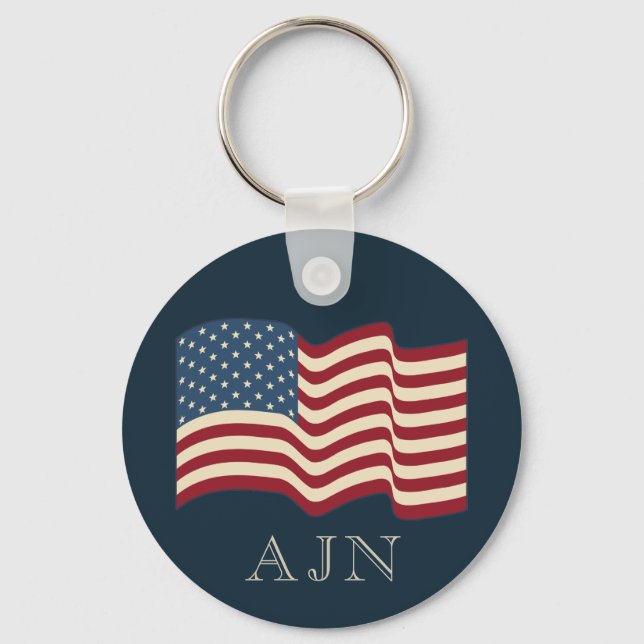 Mit Monogramm Geschenk von American Flag Schlüssel Schlüsselanhänger (Vorderseite)