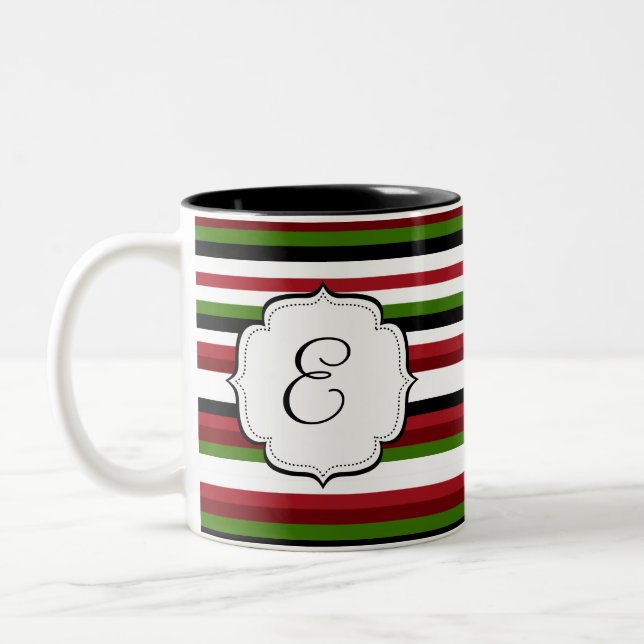 Mit Monogramm gestreifte Zweifarbige Tasse (Links)