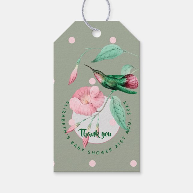 Mit Monogramm Giftmarken von Hummingbird Pink Mint Geschenkanhänger (Vorderseite)