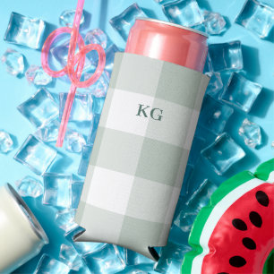 Mit Monogramm Gingham Karo Green Selters Dosenkühler