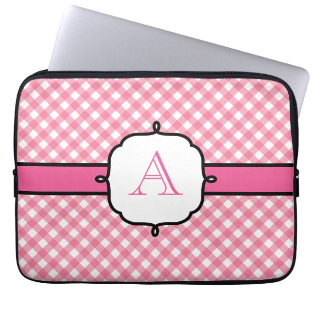 Mit Monogramm Gingham Laptop Case (Vorderseite)