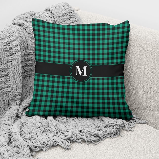 Mit Monogramm Gingham-Muster Kissen (Von Creator hochgeladen)
