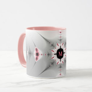 Mit Monogramm Girl-Rosa- und Silber-Fraktal Tasse