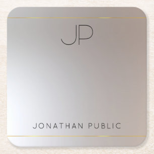 Mit Monogramm Glamour für Silver Template Rechteckiger Pappuntersetzer