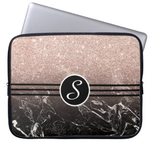 Mit Monogramm Glitzer und Marmor Laptopschutzhülle