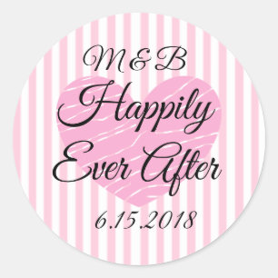 Mit Monogramm glücklich je nach Hochzeitsticker Runder Aufkleber