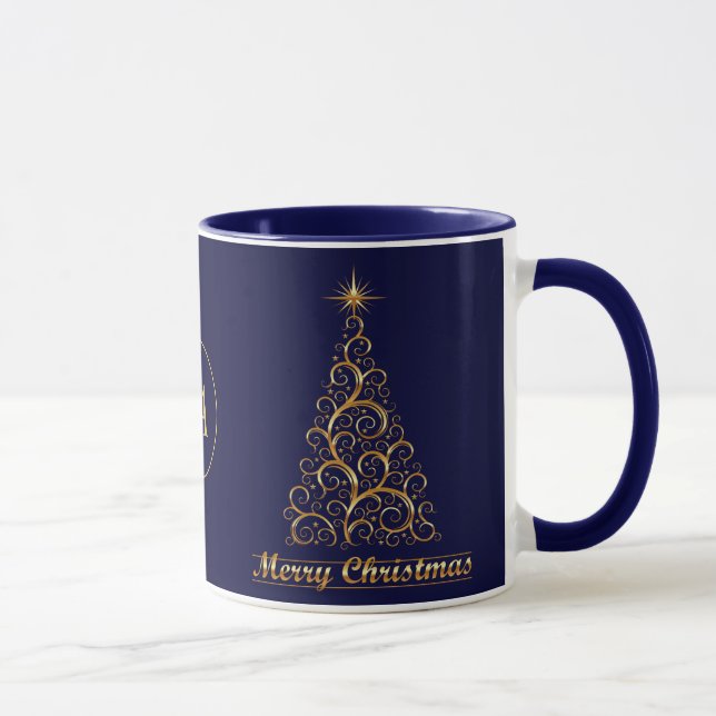 Mit Monogramm Gold Frohe Weihnachtsfeiertage Star Tasse (Rechts)
