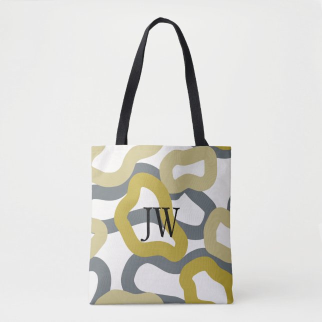 Mit Monogramm Gold Gray Moderne U-Bahn (Vorderseite)