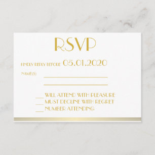 Mit Monogramm Gold Great Gatsby Wedding RSVP Cards Karte