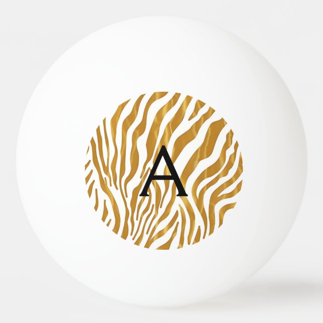 Mit Monogramm Gold Leopard Muster Personalisiert Tischtennisball (Vorderseite)