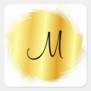 Mit Monogramm Gold-Look Modernes elegantes Templat Quadratischer Aufkleber
