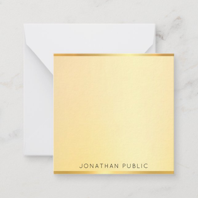 Mit Monogramm Gold Look Template Moderne Elegant Mitteilungskarte (Vorderseite)