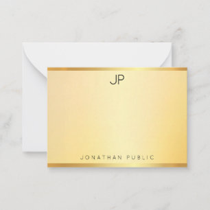 Mit Monogramm Gold Look Template Moderne Minimalis Mitteilungskarte