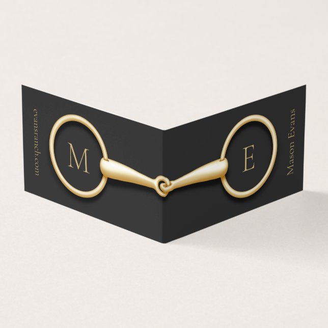 Mit Monogramm Gold Snaffle-Bit-Pferdebranche Visitenkarten (Vorderseite)