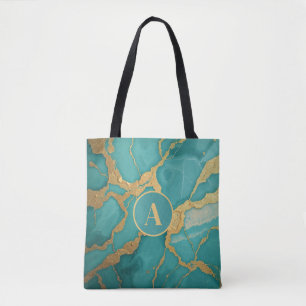 Mit Monogramm Gold und Aquamariner Luxe-Marmor