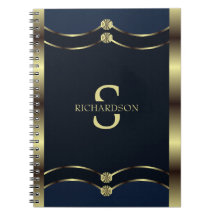 Mit Monogramm Gold und Navy Blue Geometric