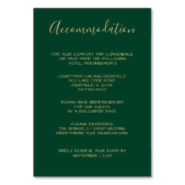 Mit Monogramm Gold Wappen Green Übernachtungskarte Tischnummer