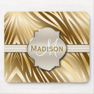 Mit Monogramm Gold Zebra-Druckmuster Mousepad