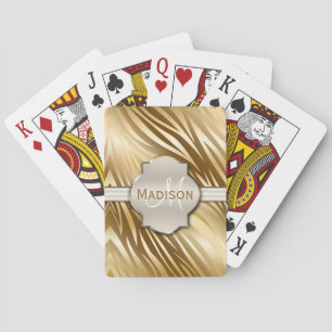 Mit Monogramm Gold Zebra-Druckmuster Spielkarten