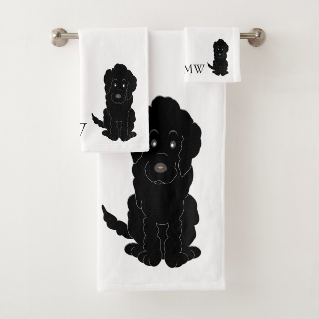 Mit Monogramm Goldendoodle-Doodle-Design Badhandtuch Set (Insitu)