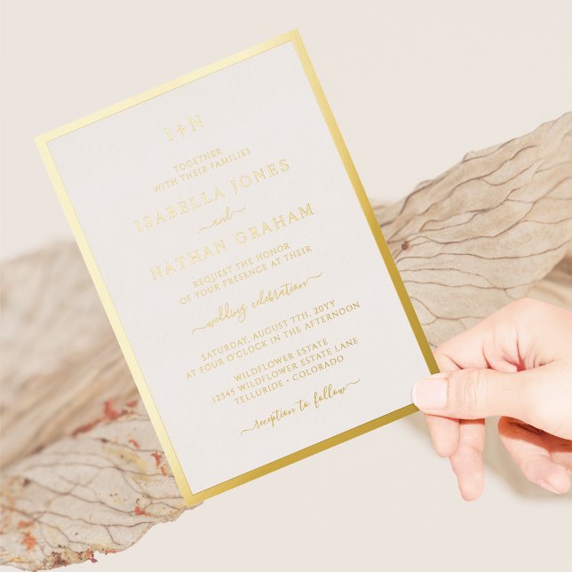 Mit Monogramm Goldhochzeit Folieneinladung (Monogrammed Simple Modern Gold Wedding Foil Invitation by Painted Paperie
)
