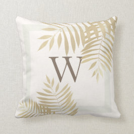 Mit Monogramm Goldpalm Tree Blätter Kissen Kissen