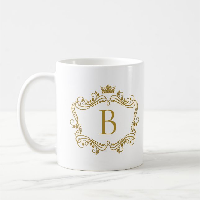 Mit Monogramm Goldrahmen mit Kronenkaffee-Tasse Kaffeetasse (Links)