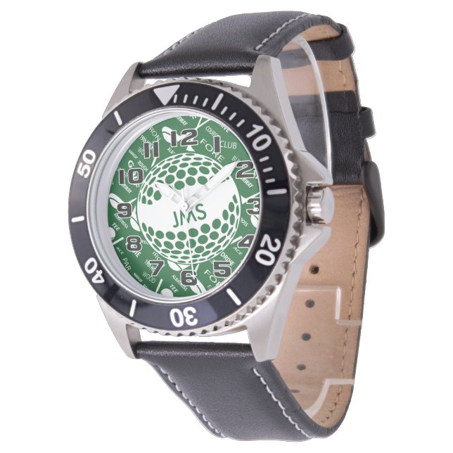 Mit Monogramm Golf Armbanduhr (Schrägansicht)