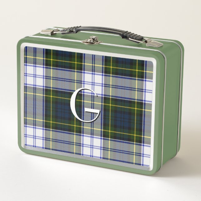 Mit Monogramm Gordon Dress Kariert Metal Lunch Box (Vorderseite)