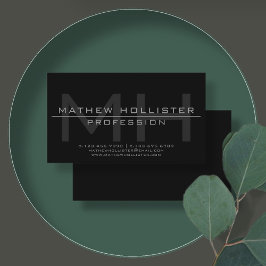 Mit Monogramm, grau und schwarz Visitenkarte