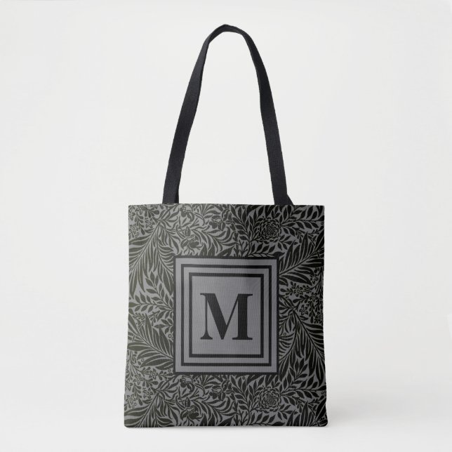Mit Monogramm Grau und Schwarz William Morris Foli (Vorderseite)